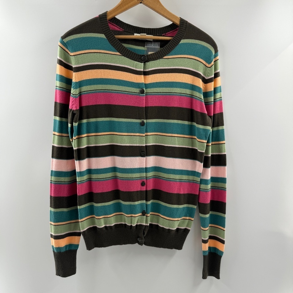 Cherokee Multi-Stripe Button-Up Sweater Size Small NWT